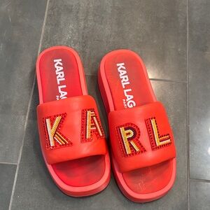 Karl Lagerfeld Kids Vibrant orange Slide Sandals